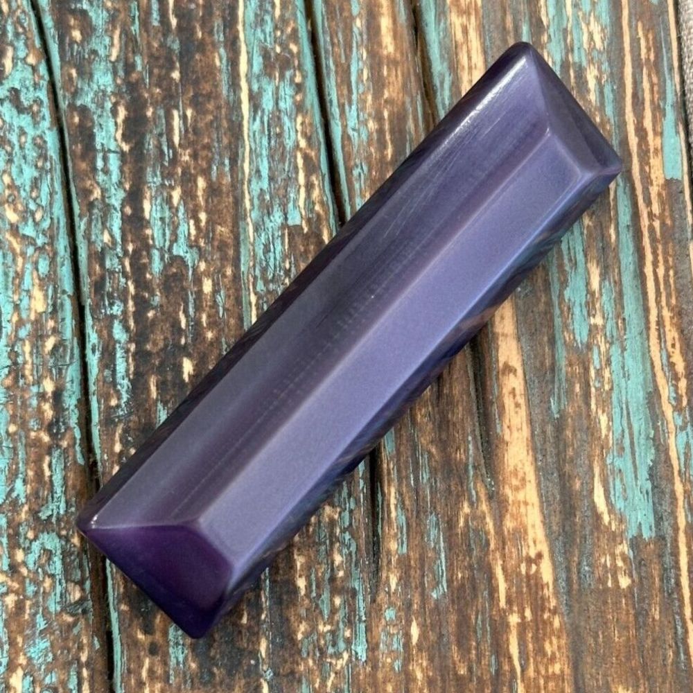 Vintage Moonglow Thermoset Plastic Bar Brooch Pin Violet Purple 2 5/16"